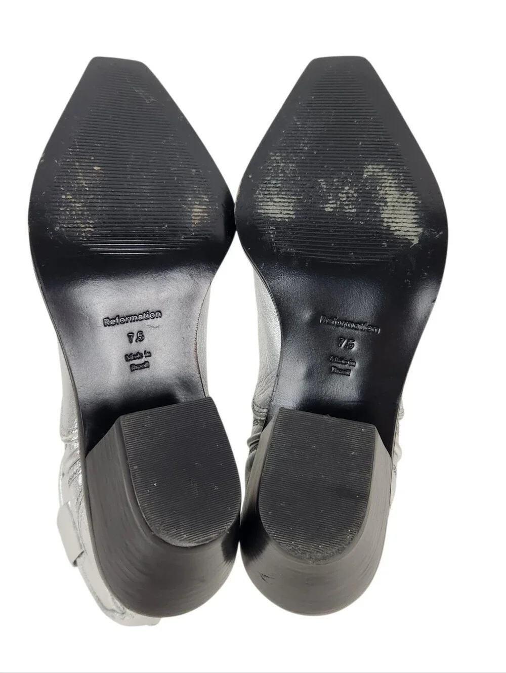 Reformation Otto Mini Silver Metallic Leather Western Boots Womens Size 7.5